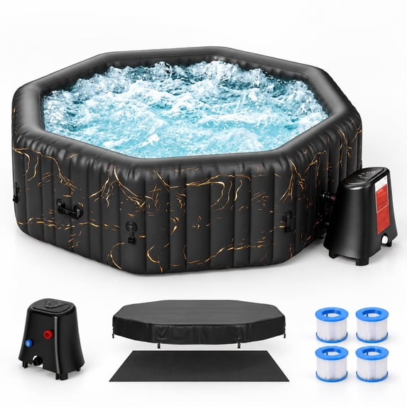 FICISOG Inflatable Hot Tub Spa, 4-6 Person 240 Gal Blow Up Hot Tub with ...