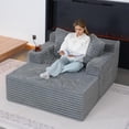 thumbnail image 1 of FICISOG Morden Single Reading Sofa Cloud Upholstered Couch with Removable Ottoman, 47.2"W × 61"D Oversize Chaise Lounge Chair Boneless Sofa Faux Fur Comfy Couch Sofa Beds for Bedroom, 1 of 9