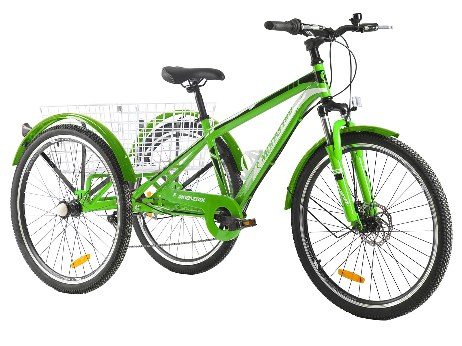 FICISOG Mountain Tricycle for Adults, 3 Wheeled 7-Speed Mountain Tricycle 24 inch 26 inch 27.5 inch Men's Women's Tricycles Cruiser Bike Featuring Disc Brakes, Cargo Basket