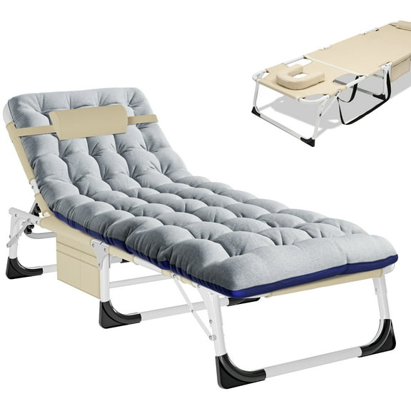 FICISOG Outdoor Lounge Chairs Foldable Tanning Chair with Face Hole, Adjustable 5-Position Pool Side Chairs for Edge, Sun Tanning Face Down Beach Lounger for Patio, Poolside, Lawn, Beach