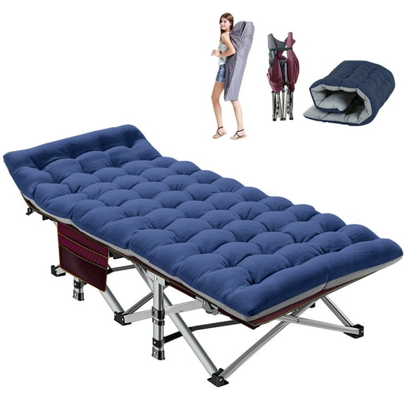FICISOG Portable Folding Camping Cot, Folding Sleeping Bed with Carry Bag&Mattress Support 900lbs