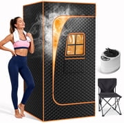 FICISOG Portable Steam Sauna Room with 3L&1200W Steamer, Home Sauna Tent with Foldable Chair, 2.9'x2.9'x5.9' Large Size Personal Spa Steam Sauna Box with Remote