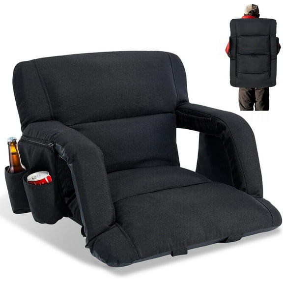 FICISOG Stadium Seats with Back Support Wide 21 inch Stadium Seats for Bleachers Portable Bleacher Chair with 6 Reclining Positions, Armrests for Outdoor Sport Events