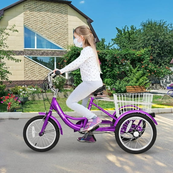 FICISOG Tricycle for Kids,16-Inch Trike for Boys Girls 3 Wheel Bikes for Beginner Riders, Child Cruiser Bike with Adjustable Height and Rear Basket