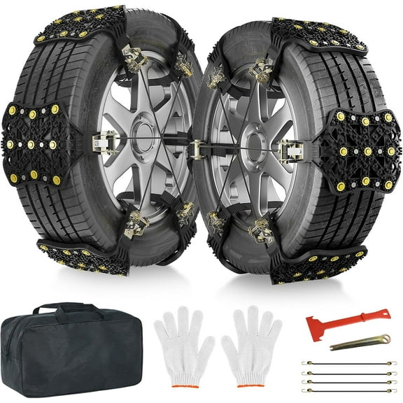 FICISOG Upgraded TPU Snow Chains 10 Pack, Tire Chains for Cars/SUVs/Pickup Trucks, Security Chains, for Tire Width 165-275mm, Easy Installation & Durability