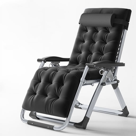 FICISOG Zero Gravity Chair, Zero Gravity Lounge Chair with Adjustable Pillows and Cup Holder Trays for Tanning,Black