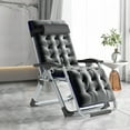 thumbnail image 1 of FICISOG Zero Gravity Chair, Zero Gravity Lounge Chair with Adjustable Pillows and Cup Holder Trays for Tanning,Gray+2 Color Upgrade Mattress, 1 of 11