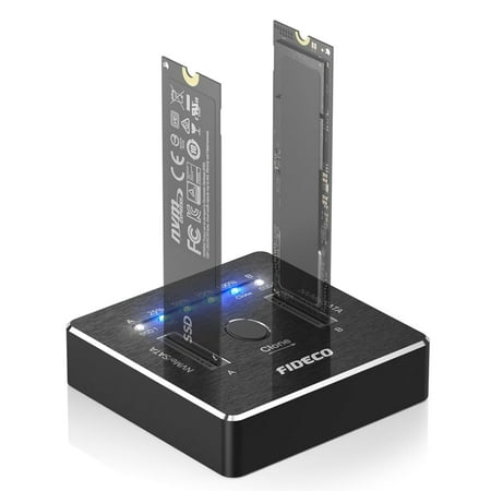 FIDECO M.2 NVMe SATA SSD Cloner Dock, USB 3.2 Gen 2 X 2, 20Gbps Dual NVMe SATA SSD Enclosure, M.2 Duplicator Cloner, Support Offline Clone, UASP and Trim, Aluminum Design