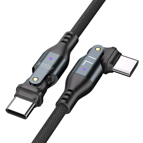FIELUX 240W USB C to USB C Cable with 180° Rotation, Fast Charging & Data Sync, Black, New (10ft)