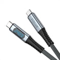 thumbnail image 1 of FIELUX USB4.0 PD 240W 5' USB-C to USB-C Cable with LED Display, Slate Gray, 1 of 7