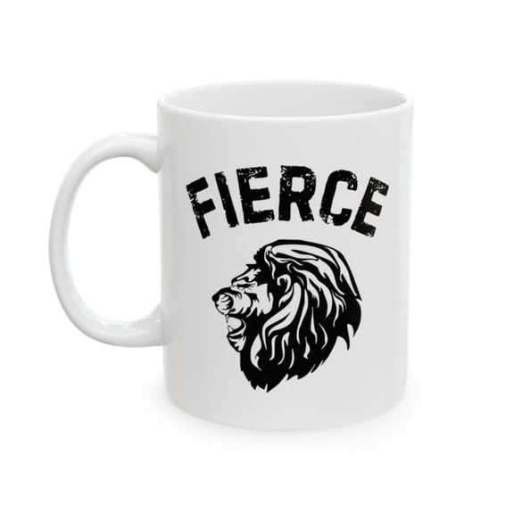 FIERCE, Lion's Head Ceramic Mug, oz, oz.