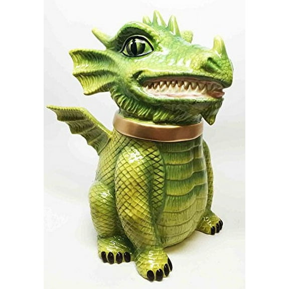 FIERCE PET DRAGON CERAMIC COOKIE JAR WORLD CUTEST KITCHEN ACCESSORY TOP LID