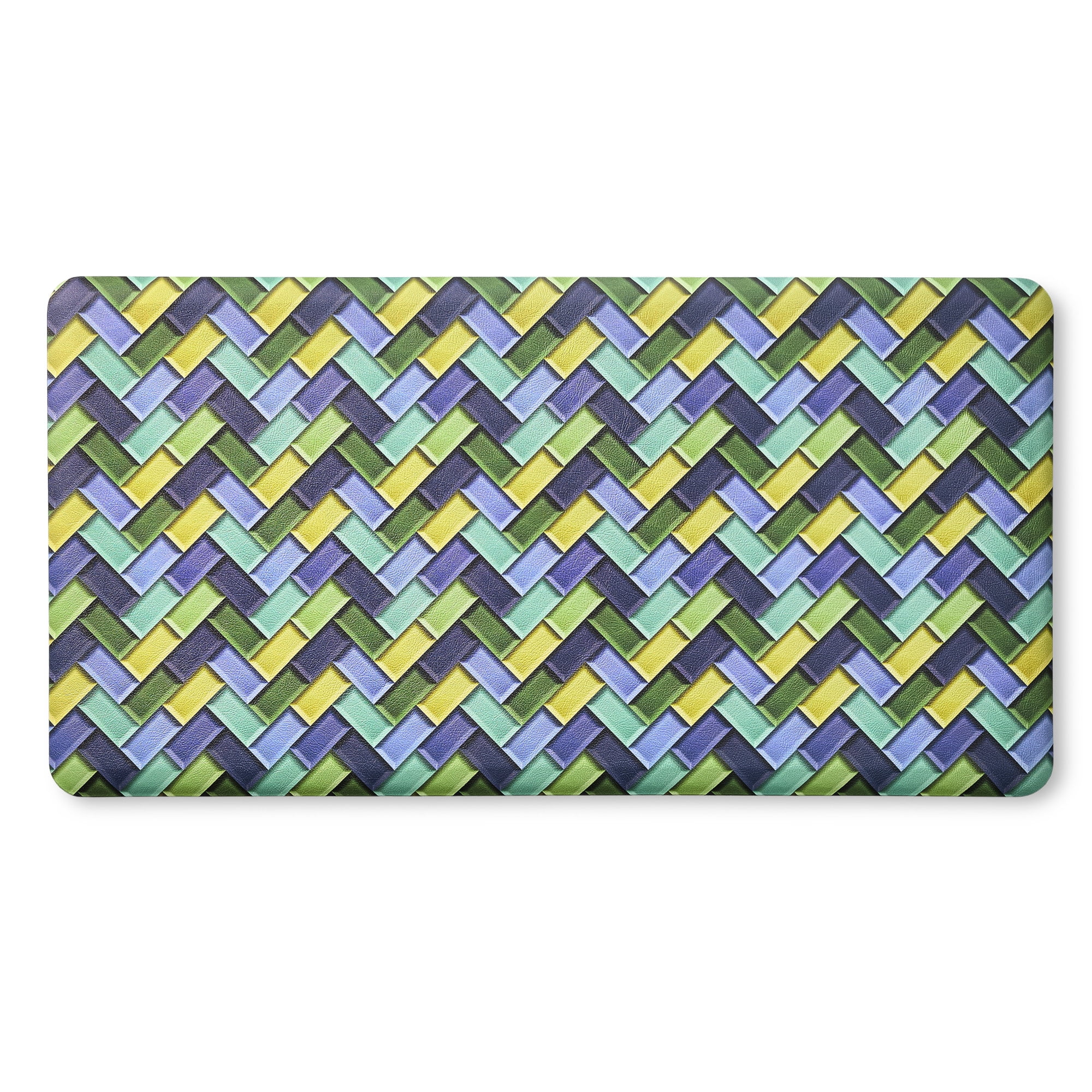 Fiesta Herringbone Blue Green Yellow Anti-Fatigue Kitchen Mat
