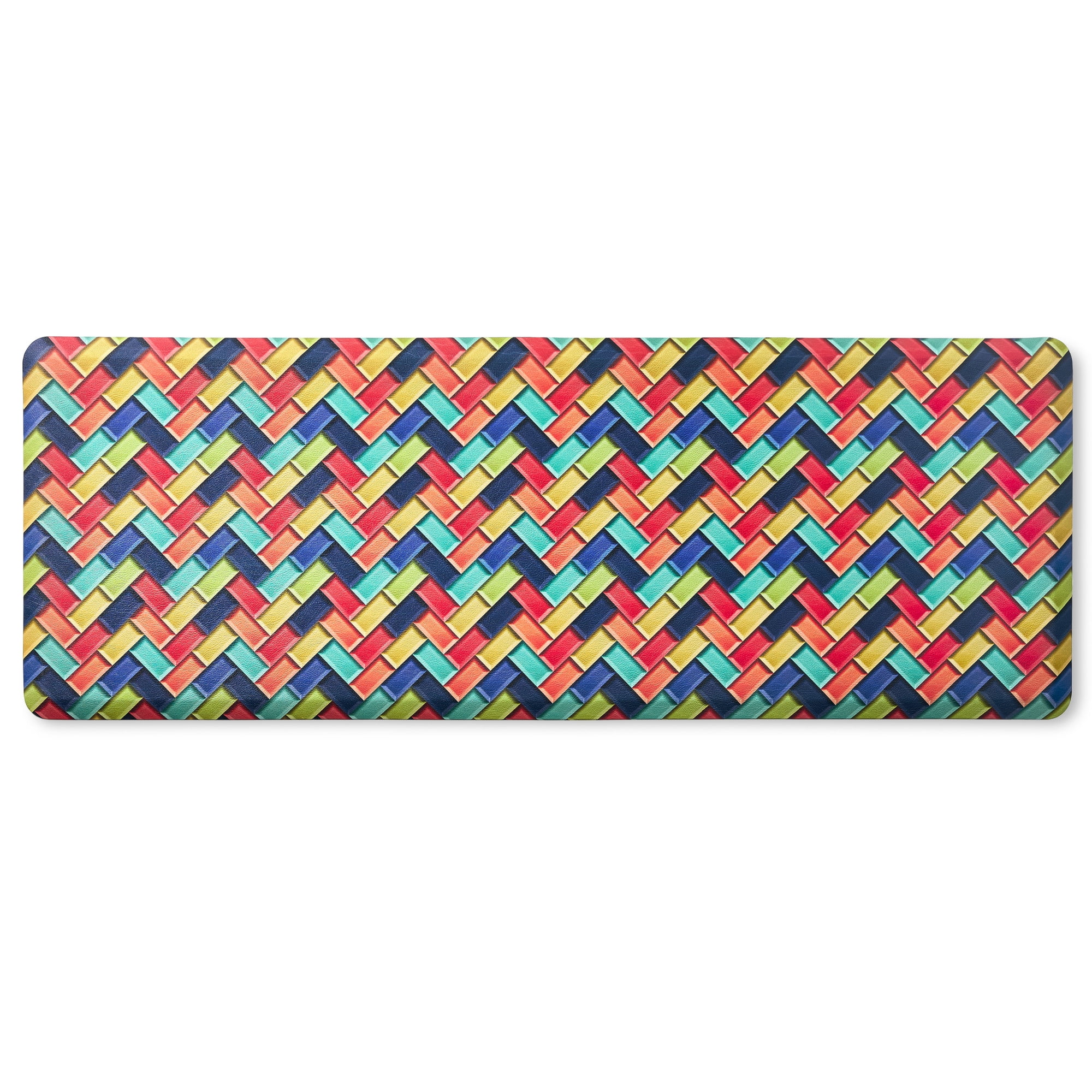 Fiesta Multicolor Herringbone Anti-Fatigue Kitchen Mat, 20"x55"