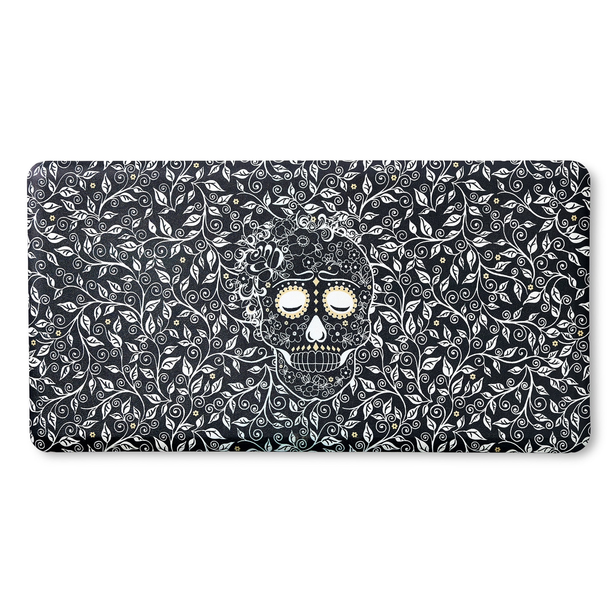 Yellow Sugar Skull Floor Mat