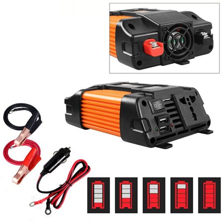 FIEWESEY 6000W Converter Generator, Modified Sine Wave Car Power Inverter DC 12V to 110V AC Car Inverter with Built-in Dual USB Port and AC Hardwire Port LED Battery Capacity Display