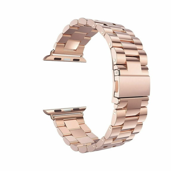 FIEWESEY for Apple Watch Band 38mm Replacement Solid Stainless Steel Link Bracelet Band Strap with Durable Folding Clasp Watch Strap Compatible for 38 mm Apple Watch Series SE 6 5 4 3 2 1(Rose Gold)