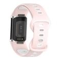 thumbnail image 1 of FIEWESEY Band Compatible with Fitbit Charge 5, Replacement Bracelet Adjustable Watch Strap, Fashion Classic Soft Silicone Fitness Sports Breathable Bands Fit for Fitbit Charge 5(Pink+White), 1 of 6