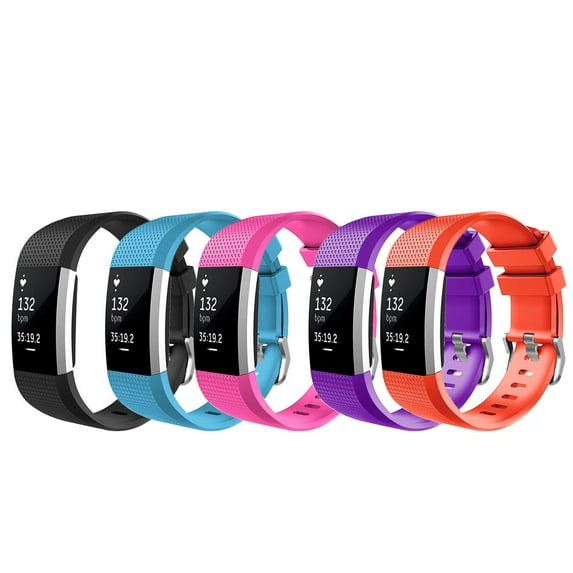 FIEWESEY Bands Compatible with Fitbit Charge 2, Adjustable Soft Silicone Replacement Sport Strap Wristbands Fit for Fitbit Charge 2 Fitness Tracker(5 Color Pack)