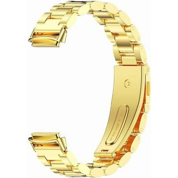 FIEWESEY Bands For Fit bit Luxe Metal Stainless Steel Watch Band Replacement Classic Durable Solid Link Accessory Buckle Metal Strap Wrist Band for Fit bit Luxe Fitness Wellness Tracker - Gold