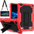 thumbnail image 1 of FIEWESEY Case for BLU M8L 2022,BLU M8L Plus 8 inch tablet - [Built-in Kickstand] Anti Slip Kids Friendly Shockproof Silicone Protective Cover (Red/Black), 1 of 7