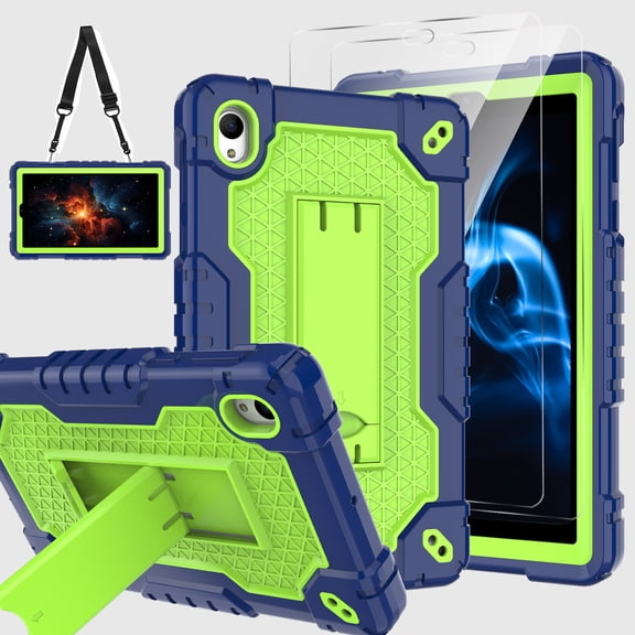 FIEWESEY Case for Onn 8 inch Gen 4 Tablet Case (2024 Model) 100135923 Heavy Duty Built in Stand Hard Shell Protective Case with Screen Protector for Onn 8 inch Gen 4 Tablet (Navy Blue/Green/2 PCS)