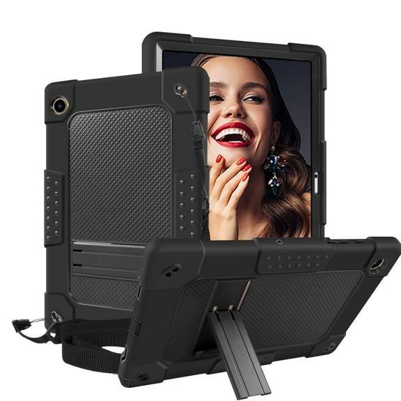 FIEWESEY Case for Samsung Galaxy Tab A8 10.5 Inch(SM-X200/X205/X207)Tablet,Three Layer Hybrid Kids Protective Case with Kickstand for Samsung Galaxy Tablet A8 10.5"(2022 Released)(Black/Black)