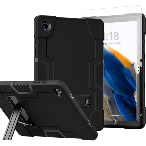 FIEWESEY Case for Samsung Galaxy Tab A9 Case 8.7 Inch 2023 Model (SM-X110/X115/X117), Shockproof Hybrid Protective Cover with Screen Protector for Samsung A9 Tablet 8.7" (Black/Black/1 Pcs)