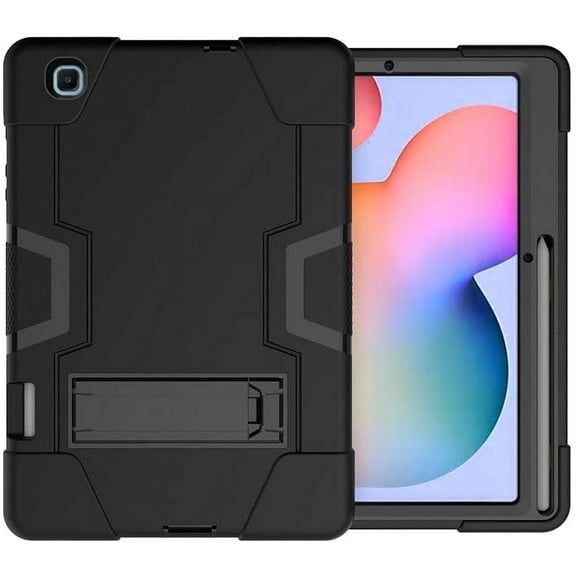 FIEWESEY Case for Samsung Galaxy Tab S6 Lite, Heavy Duty Shockproof Rugged Full Body Protective Case With Stand for Samsung Galaxy Tab S6 Lite 10.4 Inch 2024/2022/2020 (Black/Black)