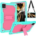 thumbnail image 1 of FIEWESEY Case for T-Mobile Revvl Tab 5G 2023 Released Tablet,Shoulder Strap Soft Silicone & Hard Back Hybrid Shockproof Kids Friendly Protective Case for REVVL TAB 5G 2023 Released (Green+Pink), 1 of 7