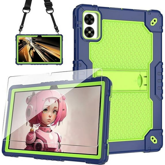 FIEWESEY Case for VORTEX ZTAB10/T10M PRO 10.1 inch Tablet Hybrid Shockproof Case Built in Kickstand with screen protector for VORTEX ZTAB 10/T10M PRO 10.1 inch Tablet (Navy Blue/Green/2 PCS)