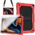 thumbnail image 1 of FIEWESEY Case for Walmart ONN 10.1 Inch Gen 3 2022 Tablet(Model:100071485),Shoulder Strap Kids Friendly Shockproof Rugged Case Cover for Walmart Onn 10.1 3nd Gen+Screen Protector(Red&Black,2 Pcs), 1 of 6