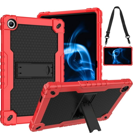 FIEWESEY Case for Walmart Onn 11 Tablet Pro (Model:100110027),Heavy Duty Shockproof Shoulder Strap Hybrid Kids Friendly Case for Walmart Onn 11 Inch Pro (Model:100110027) 2023 Tablet(Red/Black)