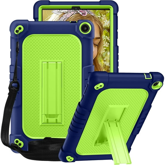 FIEWESEY Case for Walmart Onn 8 Inch Gen 3 2022(Model:100071483) Tablet,Shockproof Kids Friendly Rugged Cover with Shoulder Strap & Stand Case for Walmart Onn 8 Inch Gen 3 2022 Tablet(Navy/Green)