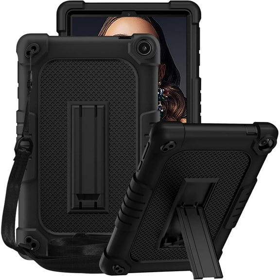 FIEWESEY Case for Walmart Onn 8 Inch Gen 3 2022(Model:100071483) Tablet,Shockproof Kids Friendly Rugged Cover with Shoulder Strap & Stand Case for Walmart Onn 8 Inch Gen 3 2022 Tablet(Black/Black)