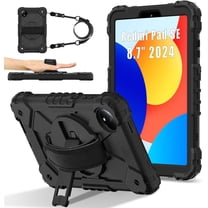 FIEWESEY Case for Xiaomi Redmi Pad SE 8.7 Case with Shoulder Strap & Stand Shockproof Protective Case for Xiaomi Redmi Pad SE 8.7" 4G 2024 Released (Black/Black)