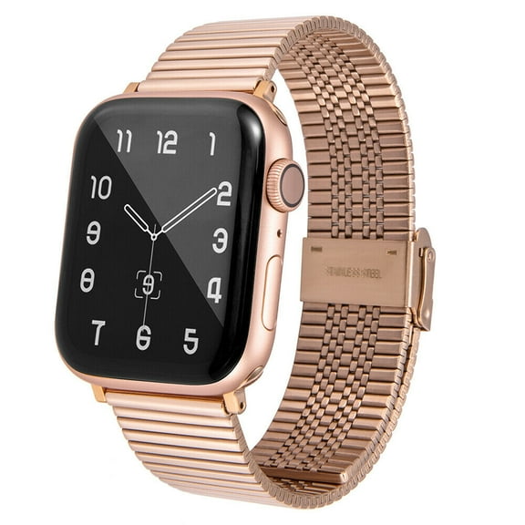 FIEWESEY Compatible with Apple Watch Band 38mm 40mm 41mm Adjustable Stainless Steel Strap, Metal Stainless Steel Watch Band for iWatch Series SE/9/8/7//6/5/4/3/2/1 (Rose Gold)
