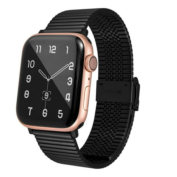 FIEWESEY Compatible with Apple Watch Band 44mm 42mm 45mm 49mm Adjustable Stainless Steel Strap, Metal Stainless Steel Watch Band for iWatch Series SE/9/8/7//6/5/4/3/2/1 (Black)