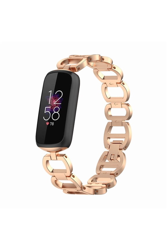 Compatible for Luxe / Special Edition Bands Women Girls Metal Replacement Chain Bracelet Wristband Strap Classy Dressy for Luxe Special Edition Fitness Wellness Tracker Accessories，Rose Gold