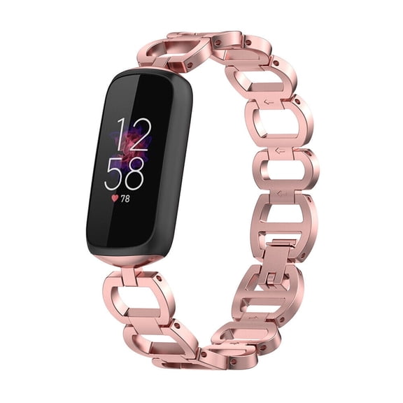 FIEWESEY Compatible for Luxe / Special Edition Bands Women Girls Metal Replacement Chain Bracelet Wristband Strap Classy Dressy for Luxe Special Edition Fitness Wellness Tracker Accessories - Pink
