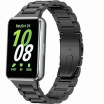 FIEWESEY Compatible for Samsung Galaxy Fit 3 Watch Bands Replacement Metal Bands for Samsung Galaxy Fit 3 band, Stainless Steel Business Galaxy Fit 3 SM-R390 Watch Strap for Men Women - Black