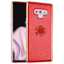 FIEWESEY Compatible with Samsung Galaxy Note 9 Case,Cute Girly Glitter Diamond Rhinestone Bumper with Ring Kickstand Pink TPU Protective Cover Case for Samsung Galaxy Note 9 Bling - Red