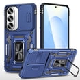 thumbnail image 1 of FIEWESEY Compatible with Samsung Galaxy S26 Plus Case Built in Slide Camera Lens Cover Finger Ring Holder Kickstand,Heavy Duty Shockproof Full Body Phone Cover For Samsung Galaxy S26 Plus 2026,Blue, 1 of 7