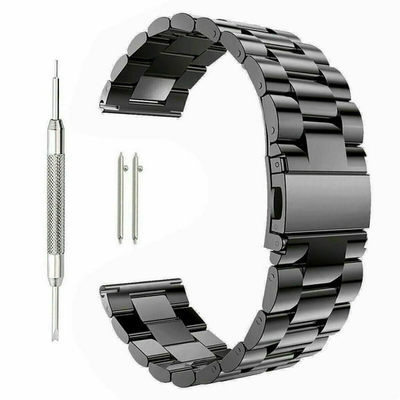 FIEWESEY Compatible with Samsung Galaxy Watch 5,20mm Solid Stainless Steel Bracelet Band Strap with Durable Folding Clasp for Samsung Gear S2 Galaxy Watch 5 40mm 44mm/Galaxy Watch 5 Pro 45mm(Black)