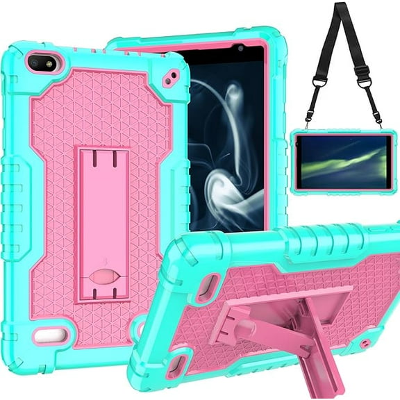 FIEWESEY Cover Case for Sunshine T1 Elite/Foxx T8/Qlink Scepter 8/Sky Pad 8/NUU Tab 8/Sky Devices Elite OctaX/Sky Devices Elite T8 Plus/Xmobile X8/Sky Devices (Green/Pink)