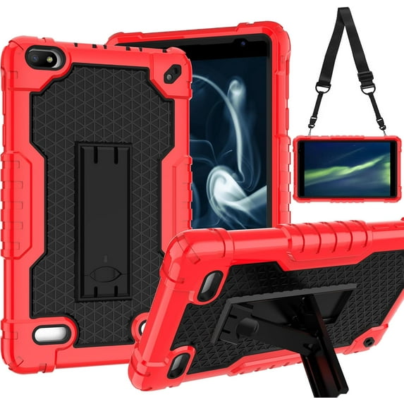 FIEWESEY Cover Case for Sunshine T1 Elite/Foxx T8/Qlink Scepter 8/Sky Pad 8/NUU Tab 8/Sky Devices Elite OctaX/Sky Devices Elite T8 Plus/Xmobile X8/Sky Devices (Red/Black)