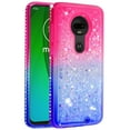 thumbnail image 1 of FIEWESEY For Motorola G7 Phone Case Moto G7 Plus Glitter Case Sparkle Glitter Flowing Liquid Quicksand with Shiny Bling Diamond Women Girls Cute Case For Motorola G7 / Moto G7 Plus - Pink+Blue, 1 of 7