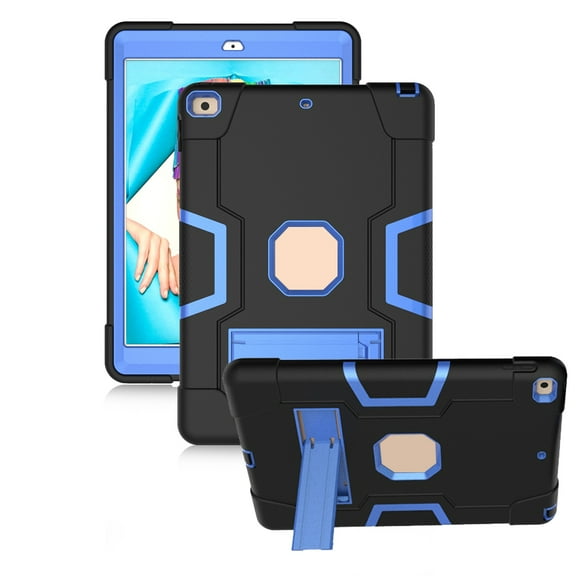 FIEWESEY For New iPad 10.2 Case 2021,Hybrid Shockproof Rugged Anti-Impact Drop With Stand Protection Case for Apple iPad 10.2 inch Tablet 7th/8th/9th Generation 2019/2020/2021 Released( Black/Blue)