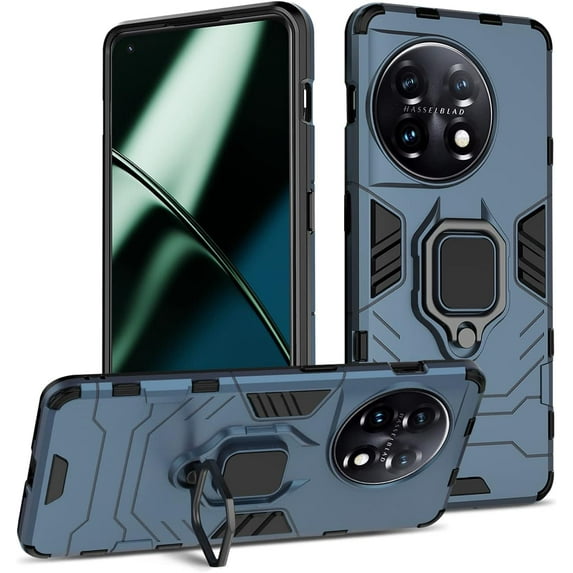 FIEWESEY For OnePlus 12 5G/ OnePlus 12R 5G Phone Case Shockproof Rugged Kickstand Armor Case Built in Ring - OnePlus 12R 5G, Blue