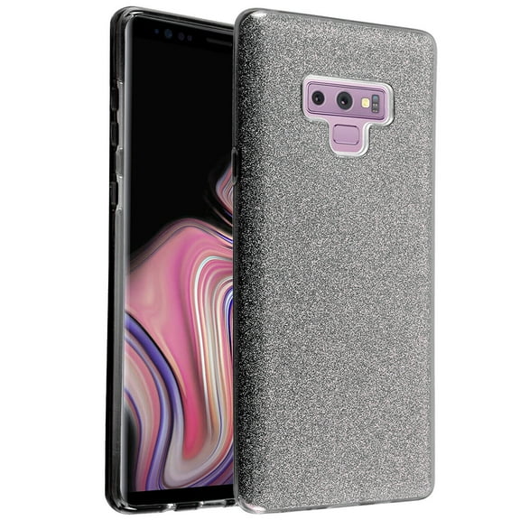FIEWESEY Glitter Cute Phone Case for Samsung Galaxy Note 9 Case, Bling Sparkly Luxury Thin Silicone Rubber Soft Protective Case for Girls Women (Black)